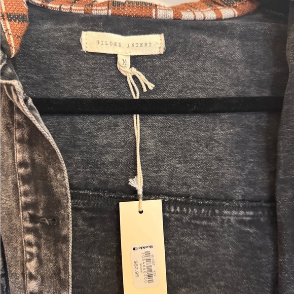 Gilded Intent denim fringe and plaid jacket - Picture 5 of 8